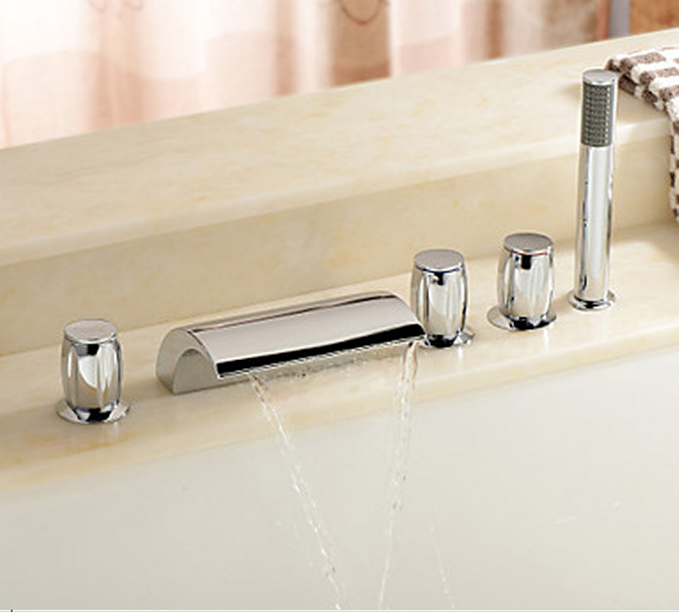 Set Llaves Y Grifo Con Ducha De Mano Para Tina De Baño 3 - $ 2,970.04