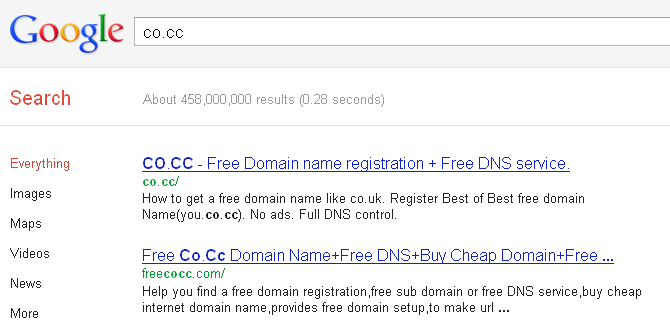 google is back to domain co.cc co.cc is indexed , domain co.cc is indexed by google again at 2012,