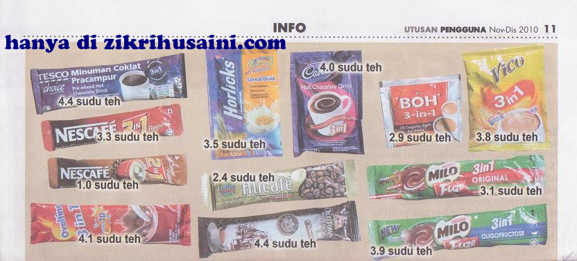 gula 3in 1 minuman 3 in 1, kandungan gula 3 dalam 1, 3 in1 instant