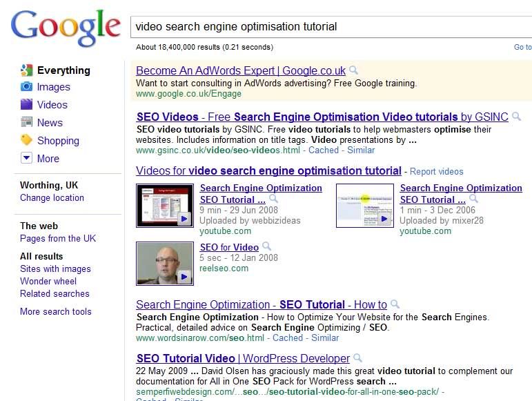 reelseo.com win the serps race for video SEO way back in 2008