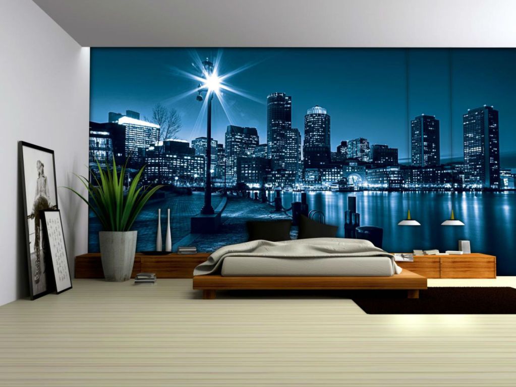 city by night wall mural 2017  Grasscloth Wallpaper