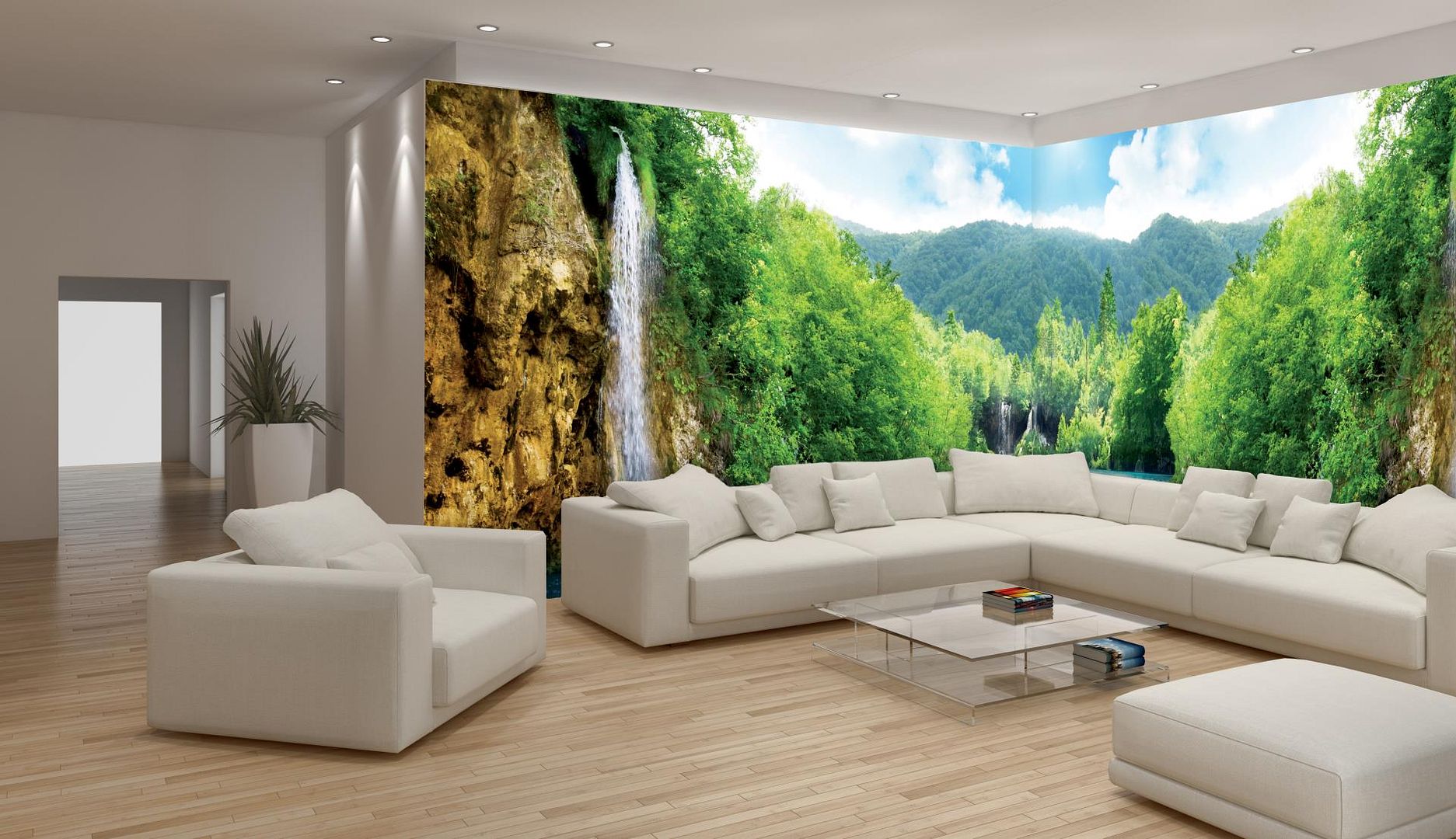 Wallpaper Mural WATERFALL Photo Wallpaper Corner Wall Murals (745VE E