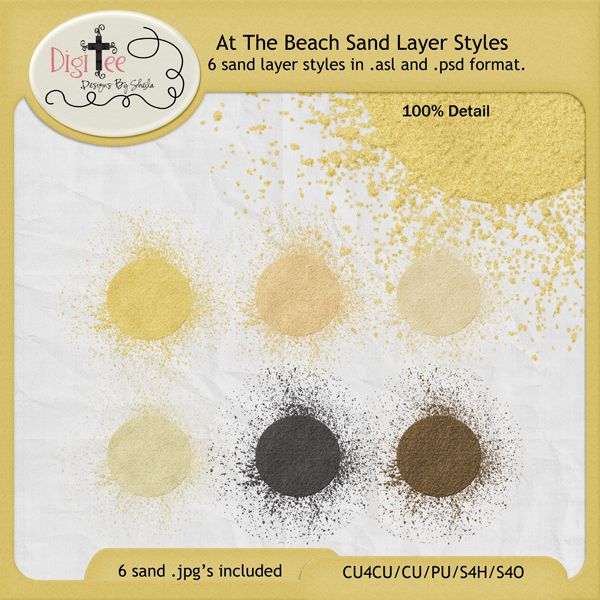 Free scrapbook "At The Beach" sand styles from DigiTee Designs