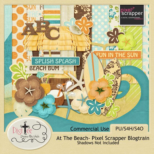 "At The Beach"  scrapbook freebie from Digi Tee Designs