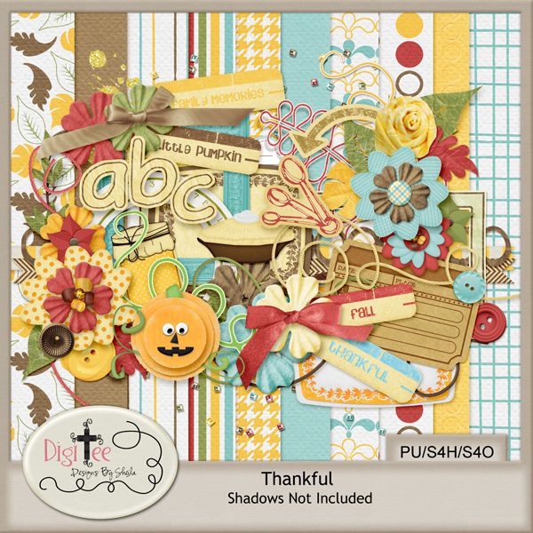 Free scrapbook kit "Thankful" from DigiTee designs