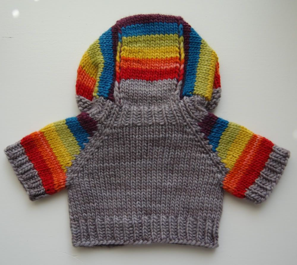 Hand-knit Doll Hoodee - Dark Rainbow Hand-knit Doll Hoodee - Dark Rainbow