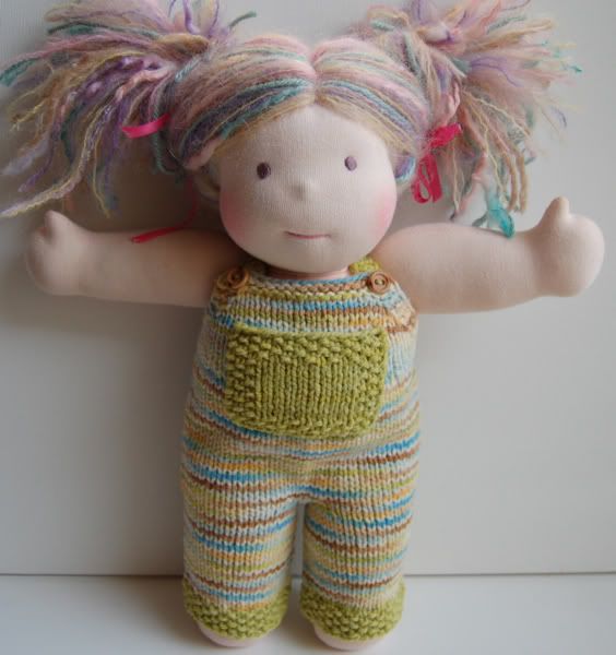 Crunchy Congo Critter Month- Tomboyknits<br>Happy Grasshopper Doll Overalls