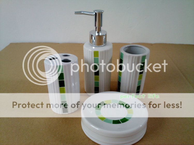 Circlefashion 4 Pieces Ceramic Bathroom Accessories Set Vanity Dispenser GV 3035