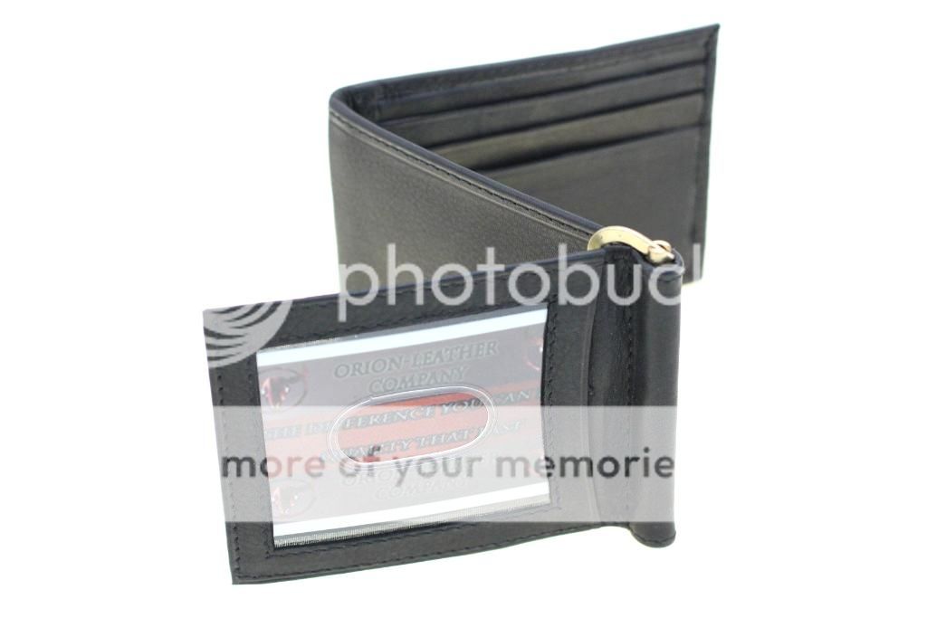  Leather Z Shape Money Clip Front Pocket Wallet ID Outside Black
